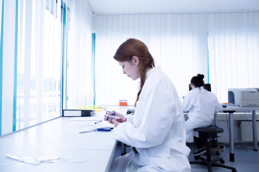 Laboratory assistants working in clinical laboratory